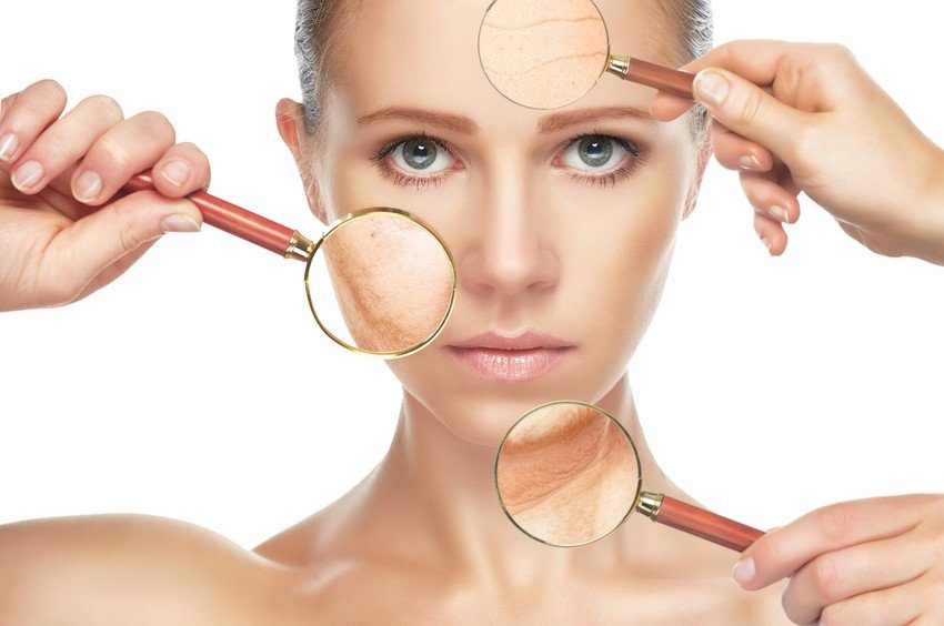 Close inspection of facial skin